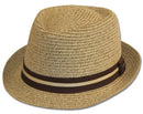 Mens Structured 100% Paper Straw Black Band Fedora Hat