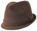 Sakkas Monochrome Modern Narrow Brim Wool Fedora#color_Brown