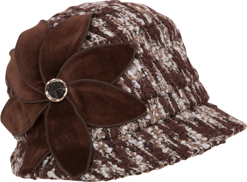 Sakkas Womens Wool Blend Foldable Cloche Bucket Winter Hat with Velvet Flower Accent