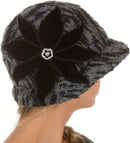Chapeau d'hiver cloche souple en mélange de laine pour femme Sakkas avec fleur en velours