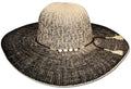 Womens UPF 50+ 100% 2-Tone Paper Straw Beaded Accent Wide Brim Floppy Hat