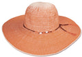 Womens UPF 50+ 100% 2-Tone Paper Straw Beaded Accent Wide Brim Floppy Hat
