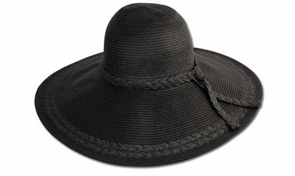 Sakkas Tropical Braided Accent Floppy Hat#color_Black