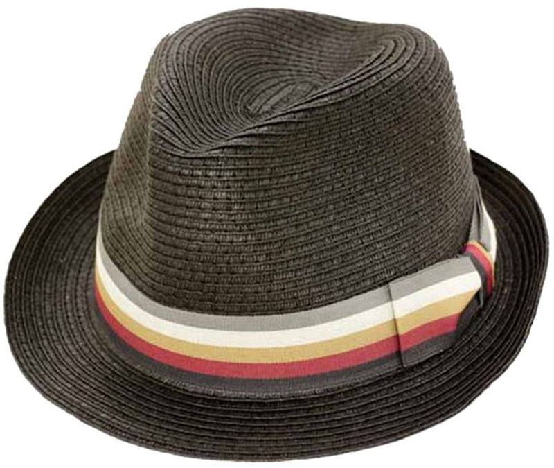 Sakkas Striped Bow Pinch Crown Straw Hat