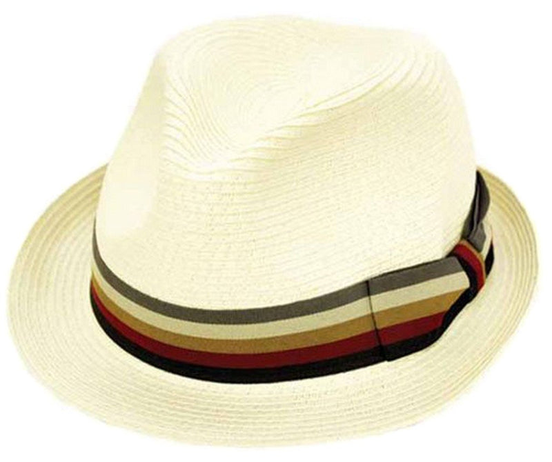 Sakkas Striped Bow Pinch Crown Straw Hat