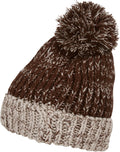 Sakkas Two Tone Thick Knit Pom Pom Beanie#color_Brown