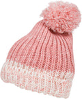 Sakkas Two Tone Thick Knit Pom Pom Beanie#color_Pink