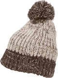 Sakkas Two Tone Thick Knit Pom Pom Beanie#color_Taupe