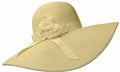 Sakkas Womens UPF 50+ 100% Paper Straw Ribbon Flower Accent Wide Brim Floppy Hat#color_Natural