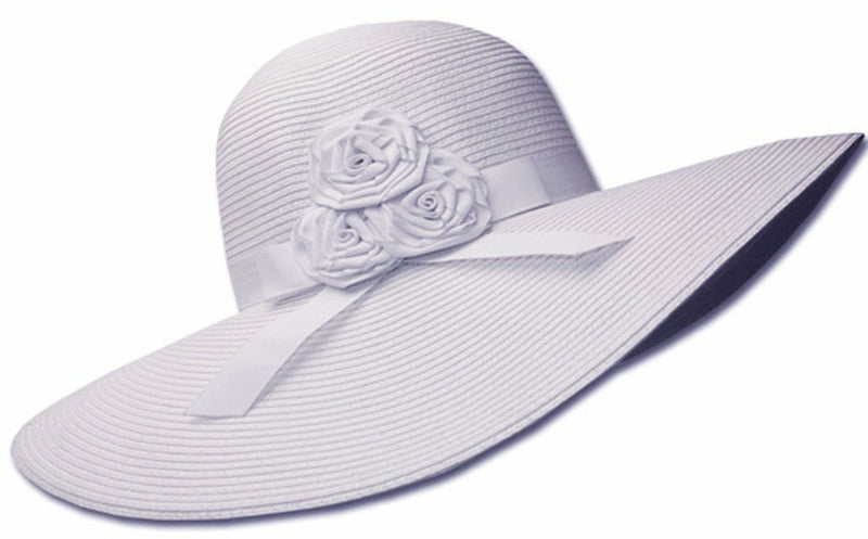 Sakkas Womens UPF 50+ 100% Paper Straw Ribbon Flower Accent Wide Brim Floppy Hat