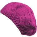 Sakkas Cable Knitted Light Slouch Fashion Beret#color_Fuchsia