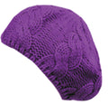 Sakkas Cable Knitted Light Slouch Fashion Beret#color_Purple