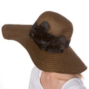 Sakkas Daisy UPF 50+ 100% Paper Straw Flower Accent Wide Brim Floppy Hat