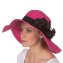 Sakkas Daisy UPF 50+ 100% Paper Straw Flower Accent Wide Brim Floppy Hat