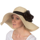Sakkas Daisy UPF 50+ 100% Paper Straw Flower Accent Wide Brim Floppy Hat
