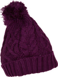 Sakkas Pom Pom Cable Knit Cuffed Winter Beanie/ Hat/ Cap ( 8 Colors )#color_Eggplant