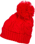 Sakkas Pom Pom Cable Knit Cuffed Winter Beanie/ Hat/ Cap ( 8 Colors )#color_Red
