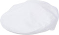 Sakkas Men's Fitted Cotton Linen Newsboy Ivy Flat Snap Cap #color_White