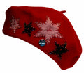 Sakkas Classic Wool Warm Thick French Beret / Winter Hat - Patchwork Stars#color_Red