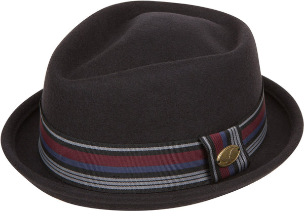 Sakkas Arthur Striped Band Homburg Wool Fedora#color_Black