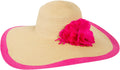 Sakkas Floral Floppy Hat With Bright Striped Brim Accent#color_HotPink