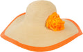 Sakkas Floral Floppy Hat With Bright Striped Brim Accent#color_Orange