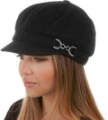 Sakkas Jessica Unisex Wool Newsboy Cabbie Hat#color_Black