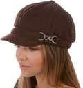 Sakkas Jessica Unisex Wool Newsboy Cabbie Hat#color_Chocolate