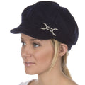 Sakkas Jessica Unisex Wool Newsboy Cabbie Hat#color_Navy