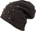 Sakkas Maggie Over-Sized Studded Slouch Beanie#color_Charcoal 