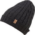 Sakkas Avery Thermal Fleece Lined Cable Knit Beanie#color_Charcoal
