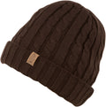 Sakkas Avery Thermal Fleece Lined Cable Knit Beanie#color_Chocolate