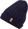 Sakkas Avery Thermal Fleece Lined Cable Knit Beanie#color_Navy