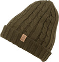 Sakkas Avery Thermal Fleece Lined Cable Knit Beanie#color_Olive