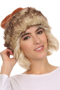 Sakkas Hansley Womens Insulated Faux Fur Brimmed Beanie Hat Cap In Classic Knit#color_ BurntOrange