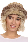Sakkas Hansley Womens Insulated Faux Fur Brimmed Beanie Hat Cap In Classic Knit#color_ Khaki