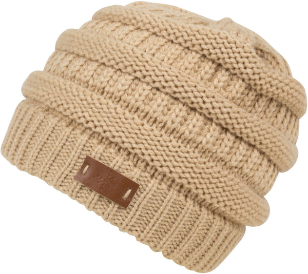 Sakkas Beehive Cable Knit Modern Beanie#color_Beige
