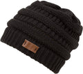 Sakkas Beehive Cable Knit Modern Beanie#color_Black