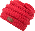 Sakkas Beehive Cable Knit Modern Beanie#color_Coral
