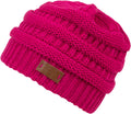 Sakkas Beehive Cable Knit Modern Beanie#color_Fuchsia