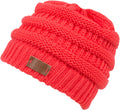 Sakkas Beehive Cable Knit Modern Beanie#color_HotCoral