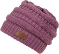 Sakkas Beehive Cable Knit Modern Beanie#color_Lilac
