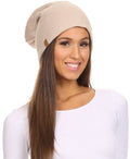 Sakkas Jayvee Lightweight Breathable Warm Tall Long Slouchy Winter Hat Cap Beanie#color_ Beige