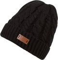 Sakkas Bailey Faux Fur Lined Cable Knit Beanie#color_Black