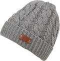 Sakkas Bailey Faux Fur Lined Cable Knit Beanie#color_Grey