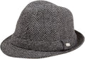 Sakkas Harry Classic Unisex Structured Wool Fedora Hat#color_BlackHerringbone