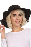 Sakkas Cruz Womens Wide Brimmed Floppy Hat With Knotted Band#color_Black