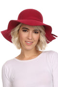 Sakkas Cruz Womens Wide Brimmed Floppy Hat With Knotted Band#color_Burgundy