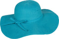 Sakkas Katy Wide Brimmed Straw Floppy Hat With Straw Bow#color_Aqua