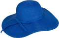 Sakkas Katy Wide Brimmed Straw Floppy Hat With Straw Bow#color_Cobalt